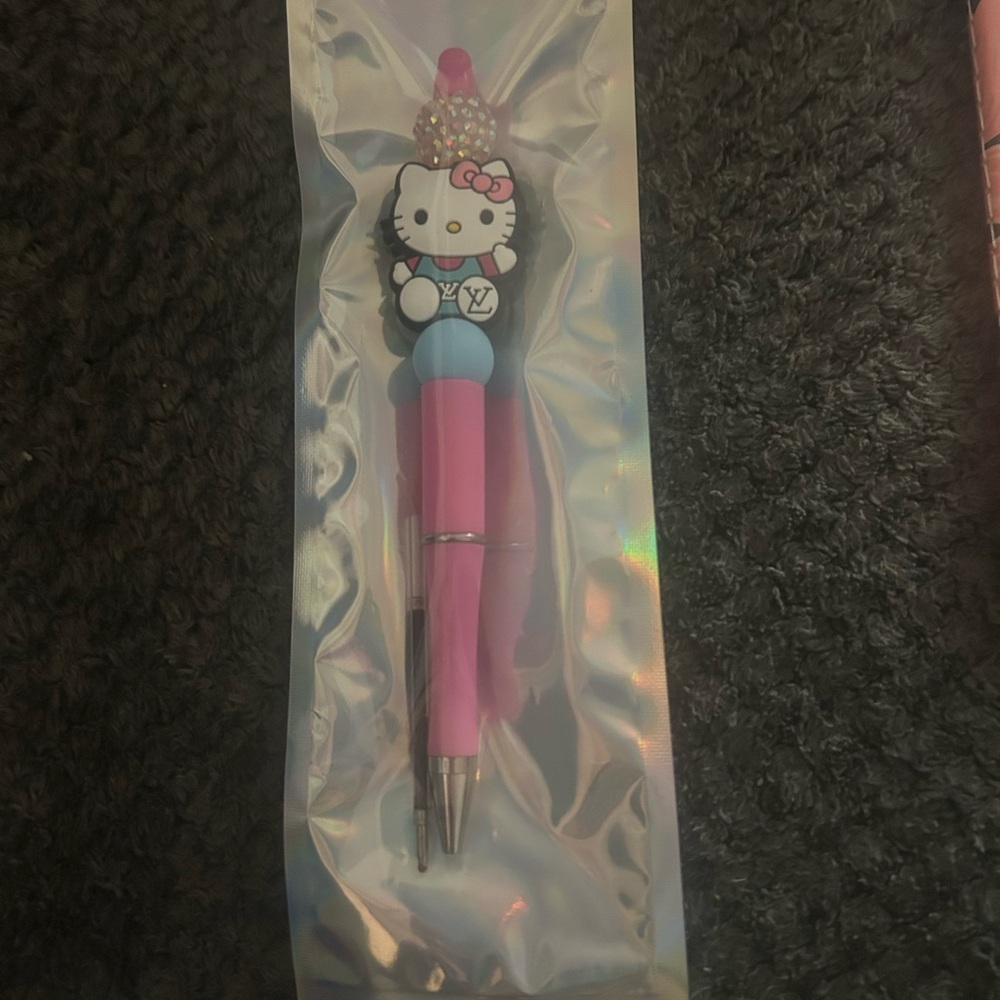 Hand Crafted Hello Kitty Pink and Blue Pen